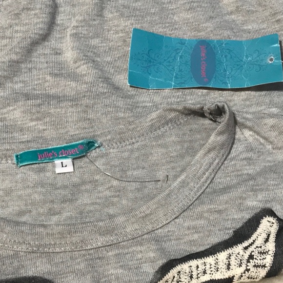 NWT Julie’s Closet OWL long sleeve shirt & metal bling owl necklace - Picture 5 of 10